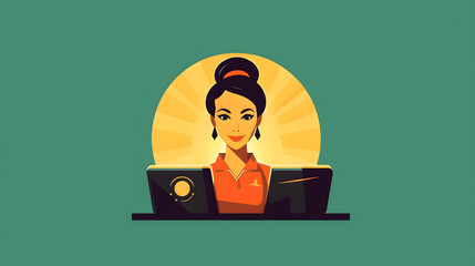 Receptionist Illustration Logo