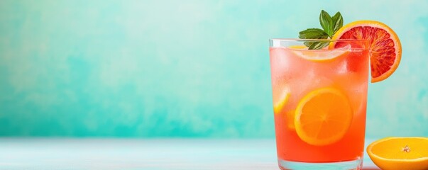 Refreshing cocktail with orange and mint, perfect for summer gatherings or beach parties, served in a stylish glass.