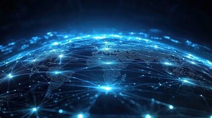Obraz premium Glowing Global Network: A Futuristic Visualization of Worldwide Connectivity