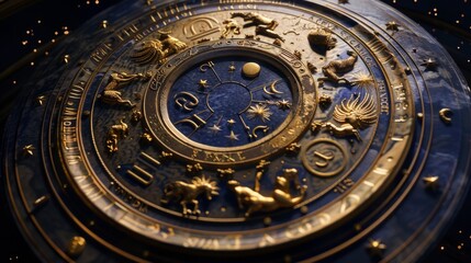 Obraz premium Astrological horoscope circle with zodiac sings