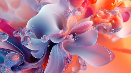A 3D representation of organic forms with a focus on fluid motion and natural gradients, creating an abstract visual.