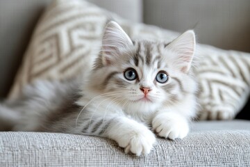 Siberian kitten blue with white 12 weeks old , ai