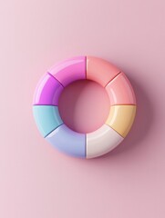 Fototapeta premium An abstract donut chart features concentric axes and color distribution with a 3D effect, using pastel shades.