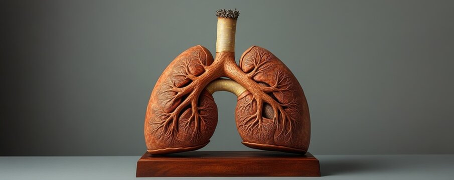 A realistic model of human lungs showcasing intricate details and textures, perfect for educational and medical purposes.