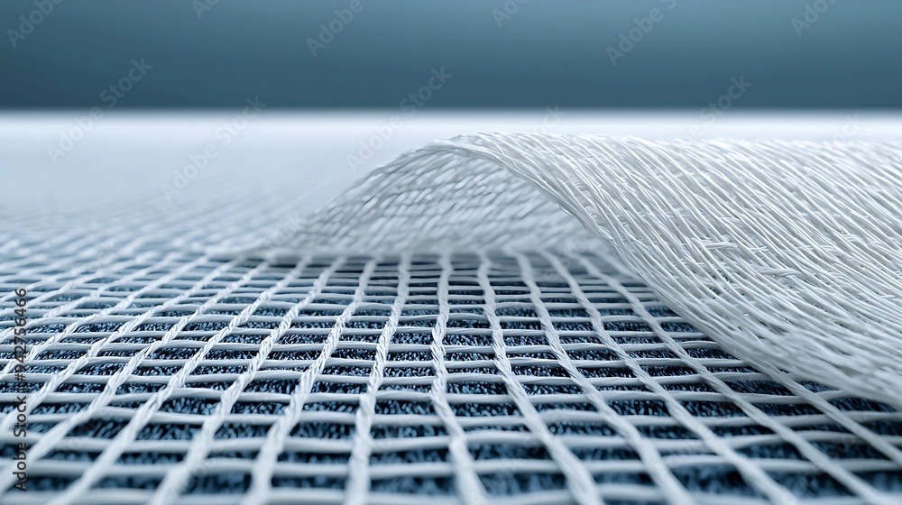 Poster precision engineering of fiberglass composite material layers close-up with copy space for text