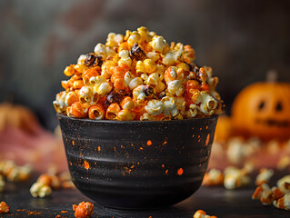 Halloween themed popcorn, food photography