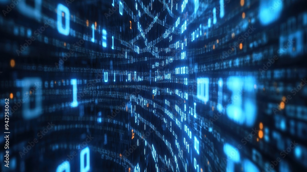 Poster flowing streams of digital information in a data center