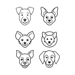 Obraz premium Vector black and white illustration of dog head logo style isolated on a white background