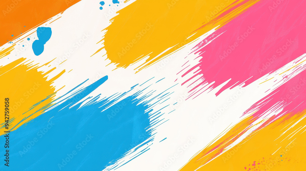 Poster a vibrant abstract background showcasing dynamic brush strokes and playful textures in a modern cart