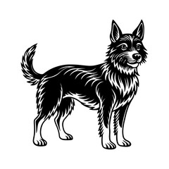 Naklejka premium Vector black and white illustration of a dog isolated on a white background