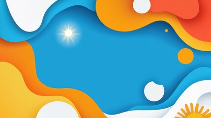 Vibrant dynamic waves dance in the sunlight, creating an abstract backdrop with a touch of modern cartoon textures.