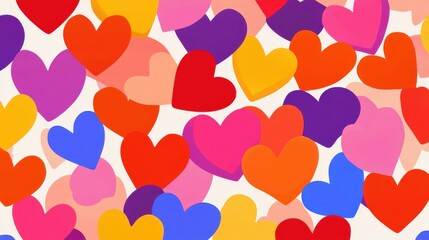 Create a vibrant Valentines Day backdrop with multicoloured hearts, perfect for celebrating love in style. Brighten your day