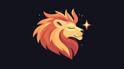 Bold illustration of the Leo zodiac sign, featuring a fiery design with dark edges against a black backdrop.