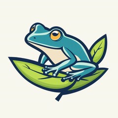 A playful frog nestled on a vibrant leaf, capturing the essence of tranquility in natures spalike haven.