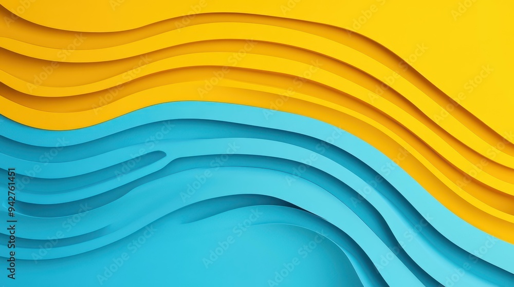 Aufkleber Vibrant 3D lines create a dynamic perspective, blending fluid colors and abstract patterns in a modern cartoon style.