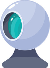 Modern webcam is recording video with its green lens