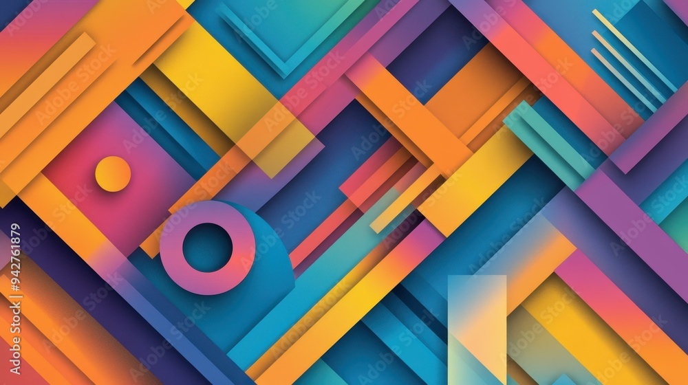 Poster eyecatching abstract background featuring vibrant gradient colors and geometric lines that captivate