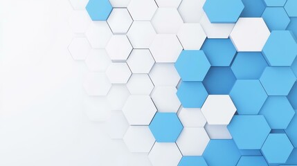 Fototapeta premium Dive into a modern abstract world with this geometric backdrop, blending blue and white hexagons in a minimalist style.
