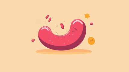 Dealing with Gastric Discomfort: Stomach Acid Troubles - Flat Design Illustration
