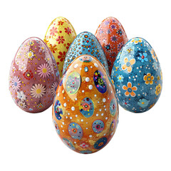 Colorful Easter eggs with colorful patterns on transparent background,ester decoration ,Apr 20,2025