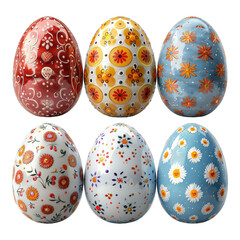 Colorful Easter eggs with colorful patterns on transparent background,ester decoration ,Apr 20,2025
