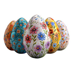 Colorful Easter eggs with colorful patterns on transparent background,ester decoration ,Apr 20,2025
