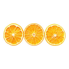 Dried orange slices on a transparent background