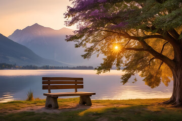 bench in the morning