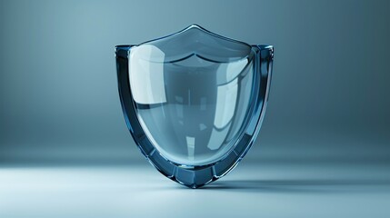 Transparent glass shield on a blank backdrop with room for text.