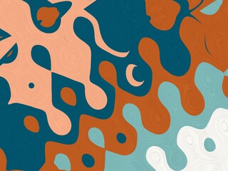Abstract background with a modern, artistic design. This digital art features a blend of teal, peach, brown, and white colors in a wavy pattern.