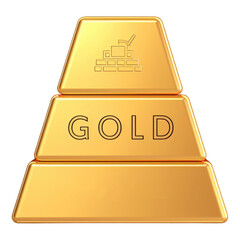pile of gold bars with text GOLD on transparent background