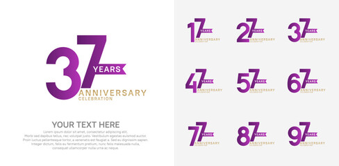 anniversary set, purple and golden color with ribbon for celebration event