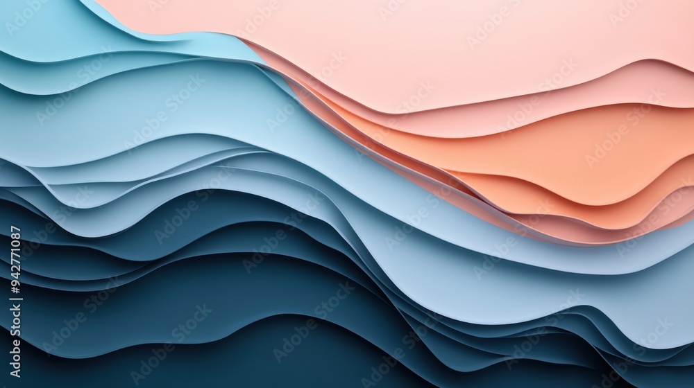 Poster a digital illustration depicting a series of undulating waves, with subtle color variations.