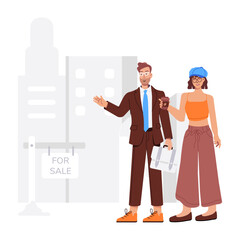 A flat style illustration of for sale property visit 

