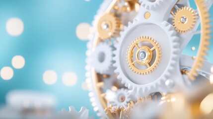 A close up view of a robot internal mechanisms, with intricate gears and sensors.