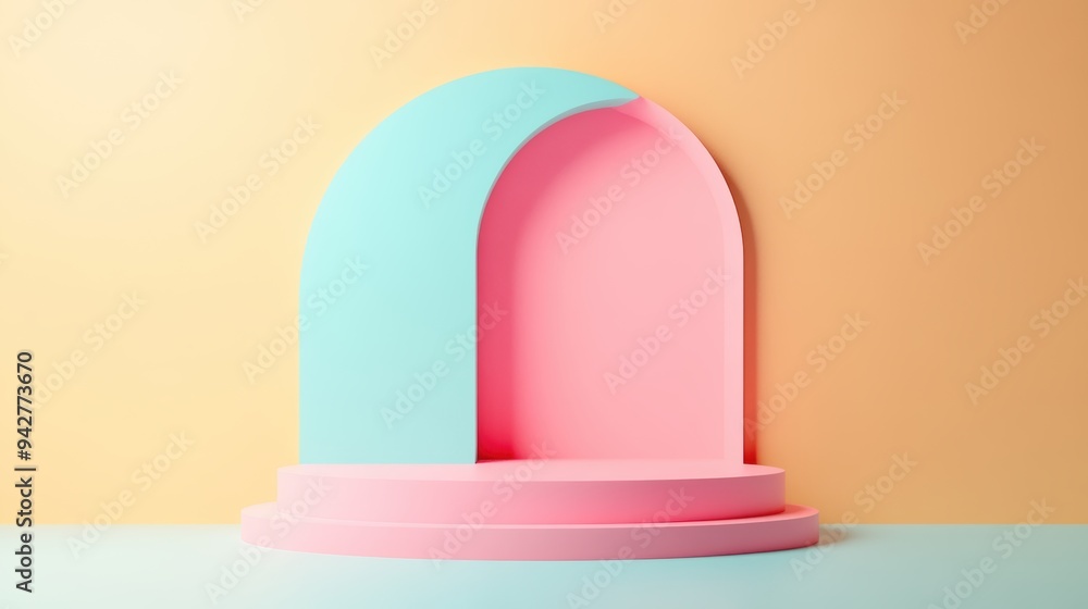 Poster abstract background with a single, bold geometric shape rendered in a minimalist style.