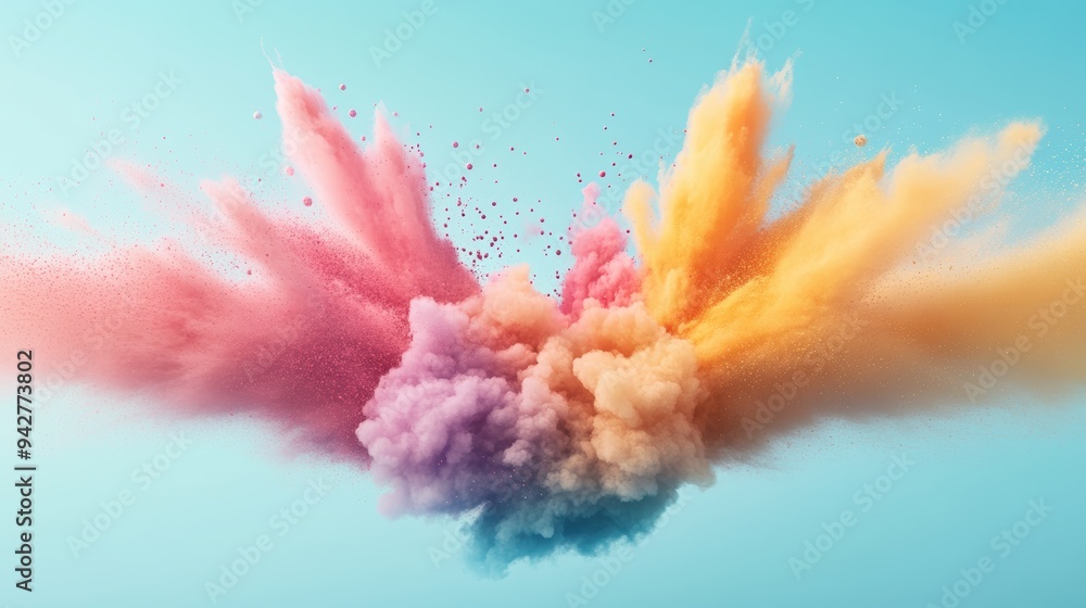 Poster dynamic abstract background with a vibrant explosion of colors, creating a sense of energy and excit