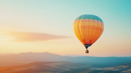 Fototapeta premium A family enjoying a hot air balloon ride over breathtaking scenery, highlighting their sense of adventure and togetherness.