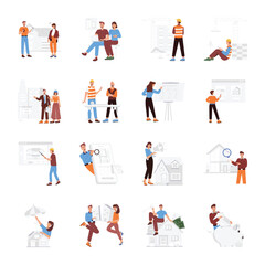 Collection of Real Estate Dealing Flat Illustrations

