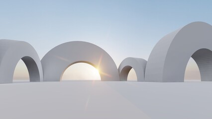 Fototapeta premium Abstract architecture background arched interior 3d render
