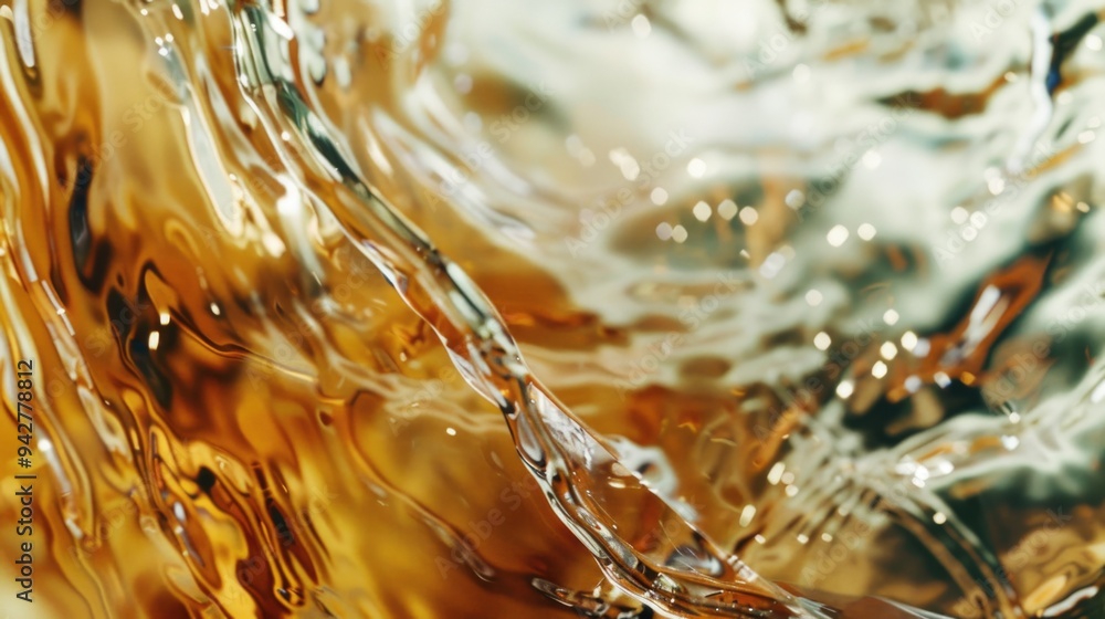 Poster A close-up view of a glass filled with clear liquid, suitable for use in illustrations or photographs where a beverage or container is needed