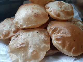 Indian Bread Puris Deep Fried Golden Brown Lunch Food 