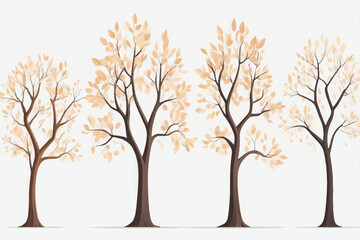 Obraz premium Black Branch Tree or Naked trees silhouettes set. Hand drawn isolated illustrations.