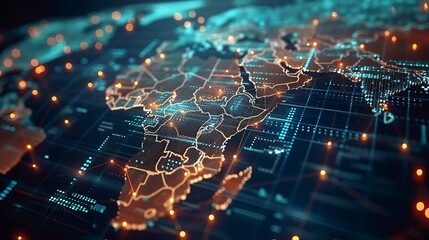 Obraz premium Digital World Map with Africa Highlighted