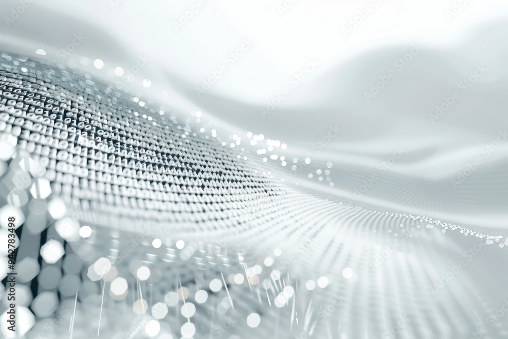 Poster abstract gray digital wave with white bokeh