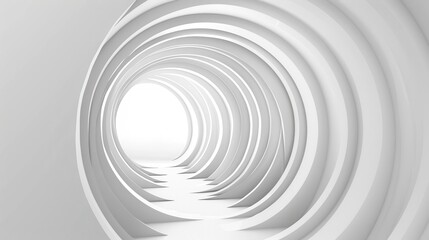 Obraz premium Abstract White Circular Tunnel with Light at the End