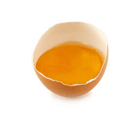 Broken egg isolated on white background