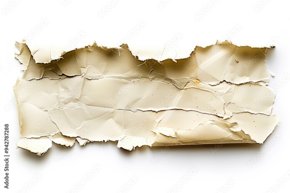 Aufkleber a fragment of torn paper lying on a white surface