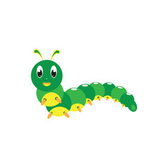 Simple Smiling Green Caterpillar Design