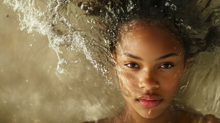 Closeup of a Woman's Face Emerging from Water
